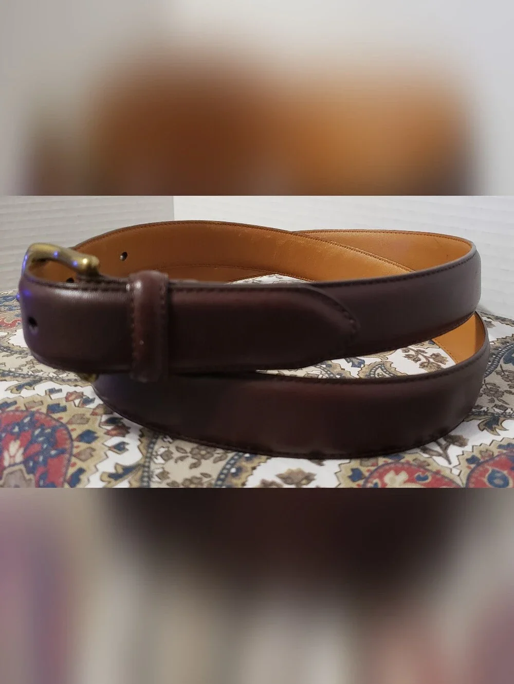 Polo Ralph Lauren Men's Brown Italian Leather Belt Size 42 Brass Buckle